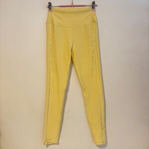 Wilo The Label High Rise Ribbed Skinny Workout Leggings Butter Yellow Size S NWT